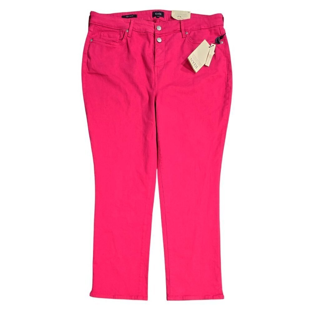 NYDJ NWT Big Pink Sheri Slim Double Button Fly Ankle Jeans Barbie MFOZSA2827